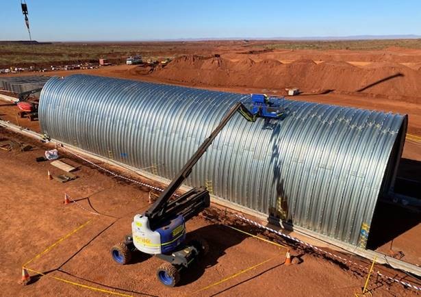Corrugated steel pipe for WA mine’s heavy haul road crossing